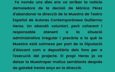 COMUNICAT – MUESTRA DE TEATRO ESPAÑOL DE AUTORES CONTEMPORÁNEOS GUILLERMO HERAS